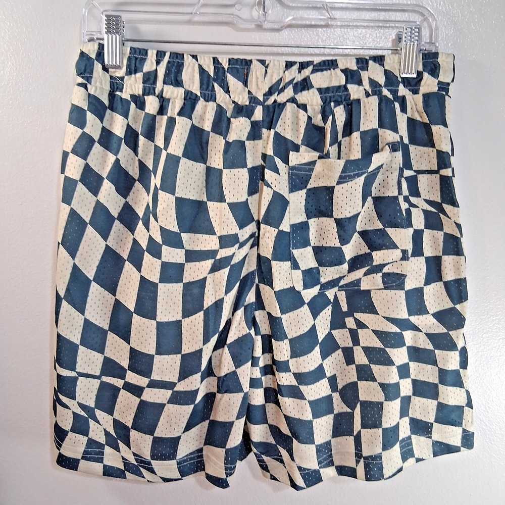 Negative Space Lined Swim‎ Trunks Mens Med Checkerboard Pockets Drawstring NWT - Picture 3 of 9
